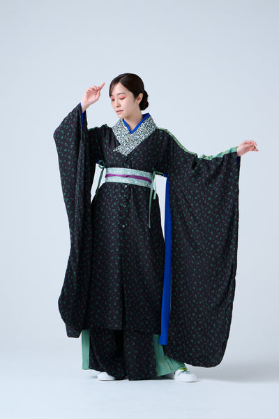Petal Jacquard Side Pleated Long Pants Green