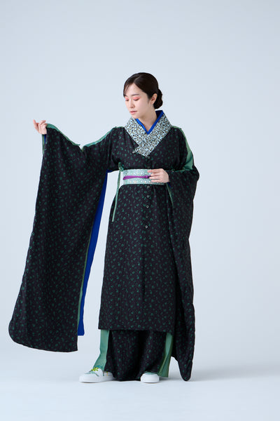 Petal Jacquard Long Jacket Green