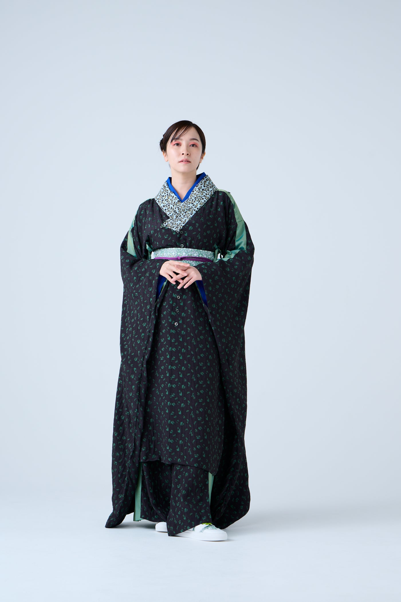 Petal Jacquard Long Jacket Green