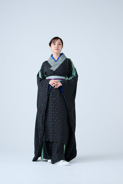 Petal Jacquard Long Jacket Green