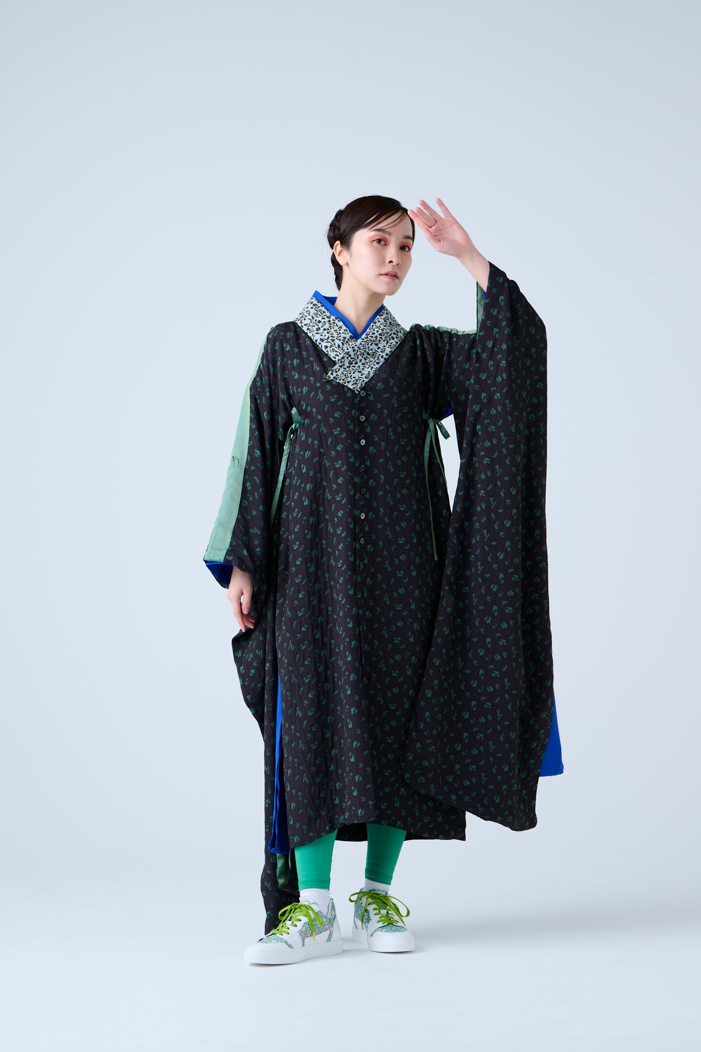 Petal Jacquard Long Jacket Green