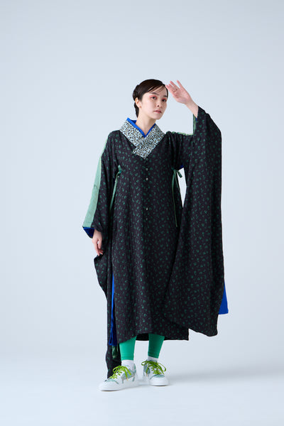 Petal Jacquard Long Jacket Green