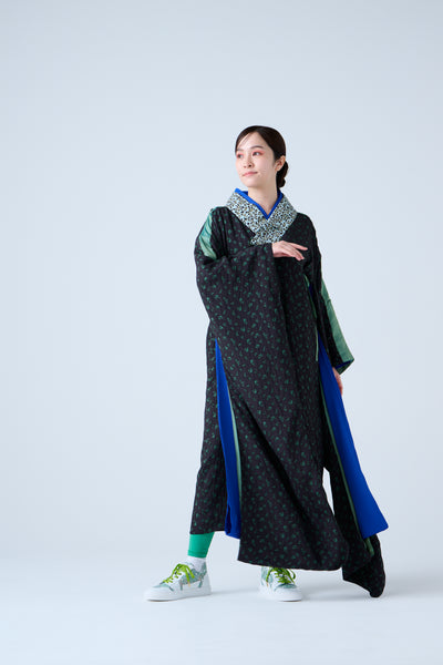 Petal Jacquard Long Jacket Green