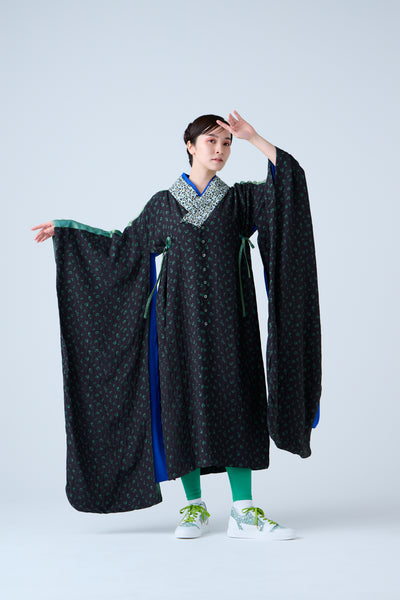 Petal Jacquard Long Jacket Green