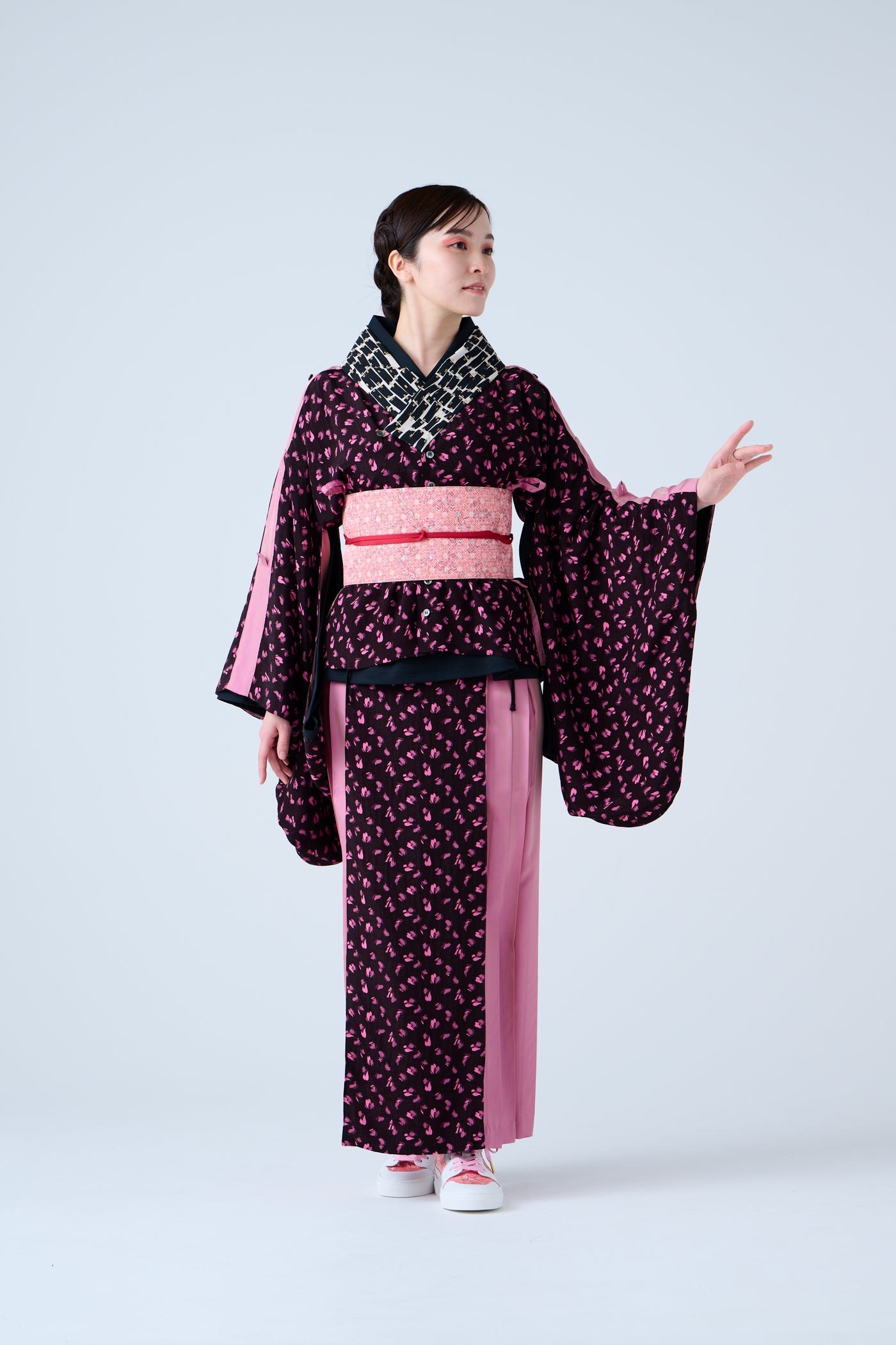 Petal jacquard pleated skirt in pink
