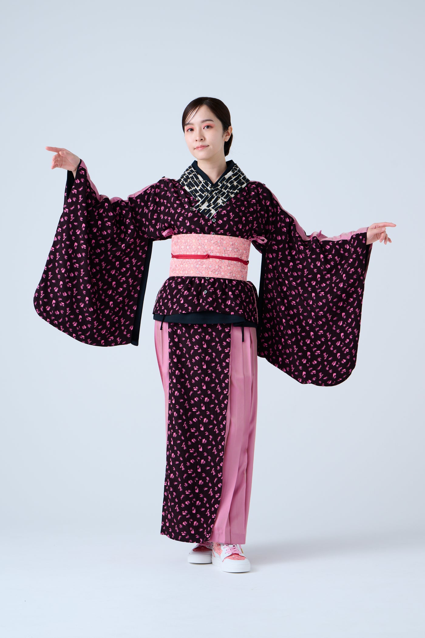 Petal jacquard pleated skirt in pink