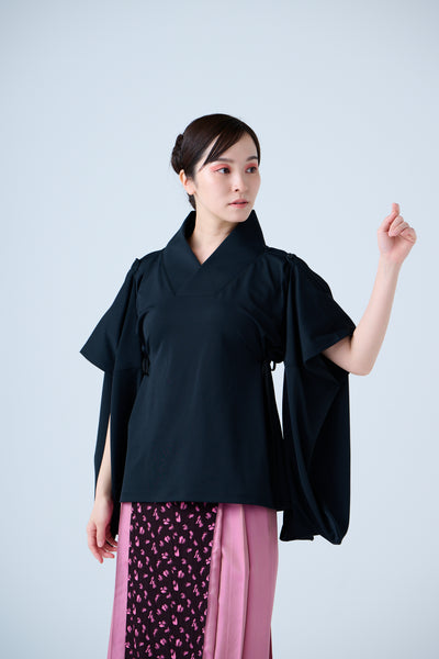Kimono Sleeve Bare Smooth Short Pullover Black