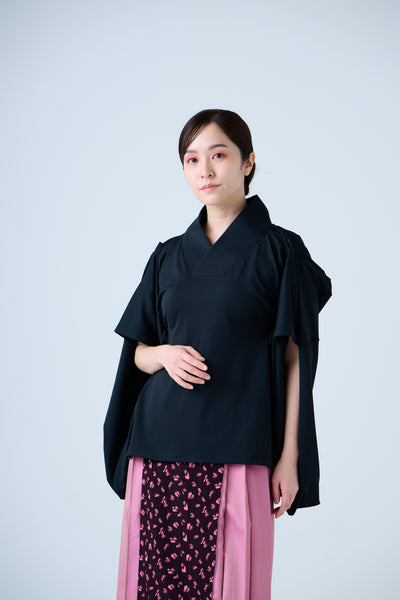 Kimono Sleeve Bare Smooth Short Pullover Black