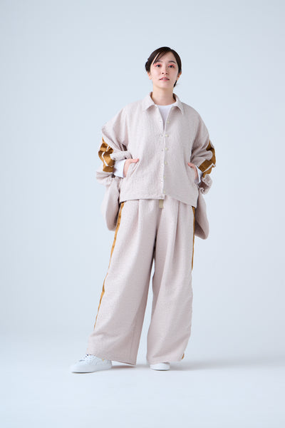 Folded jacquard drawstring pants sand