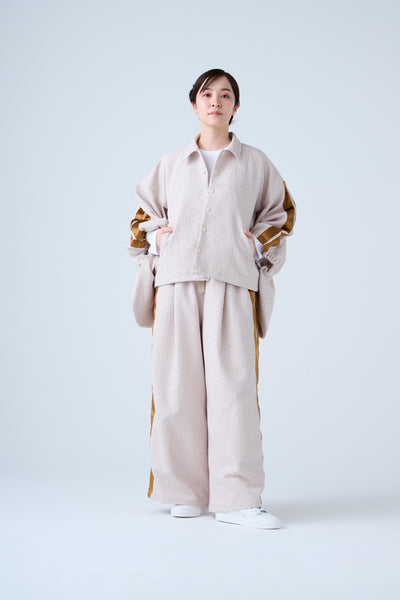 Folded jacquard drawstring pants sand