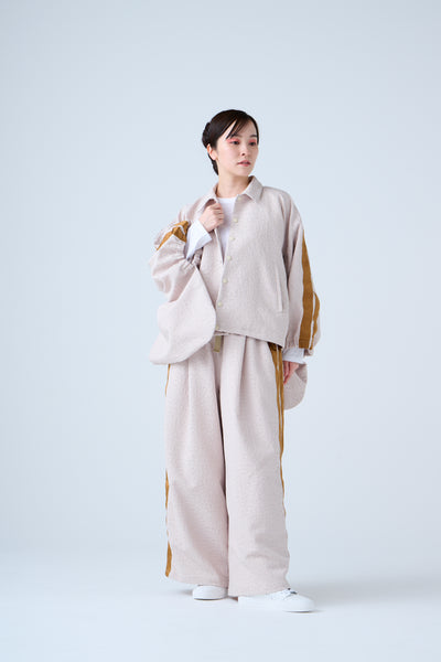 Folded jacquard drawstring pants sand