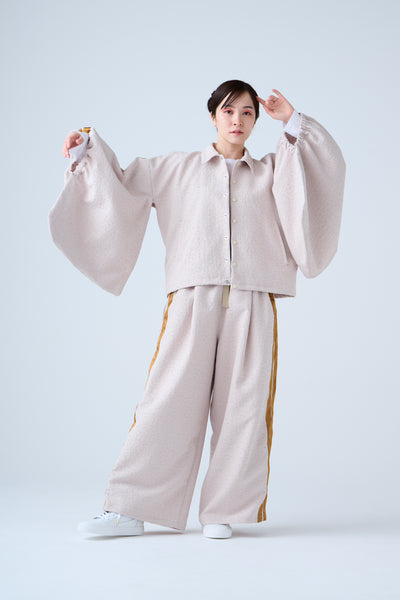 Folded jacquard drawstring pants sand