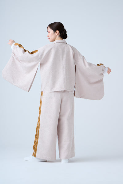 Folded jacquard drawstring pants sand