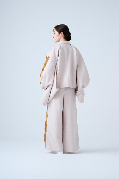 Folded jacquard drawstring pants sand
