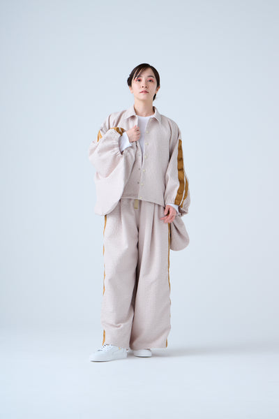 Folded jacquard drawstring pants sand