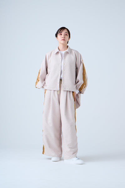 Folded jacquard drawstring pants sand