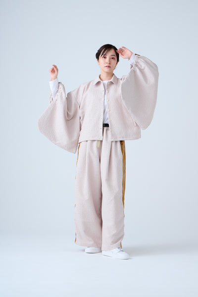 Folded jacquard drawstring pants sand