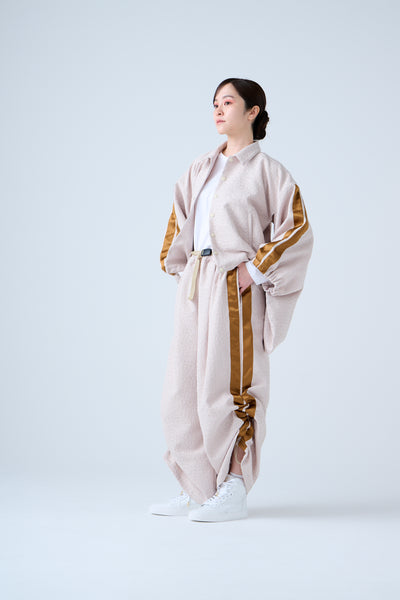 Folded jacquard drawstring pants sand