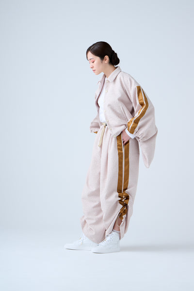 Folded jacquard drawstring pants sand