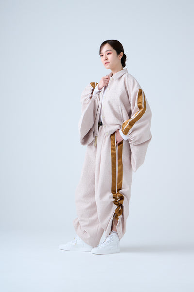 Folded jacquard drawstring pants sand