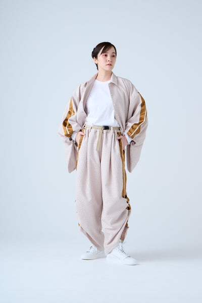 Folded jacquard drawstring pants sand