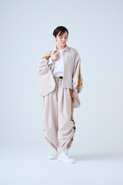 Folded jacquard drawstring pants sand