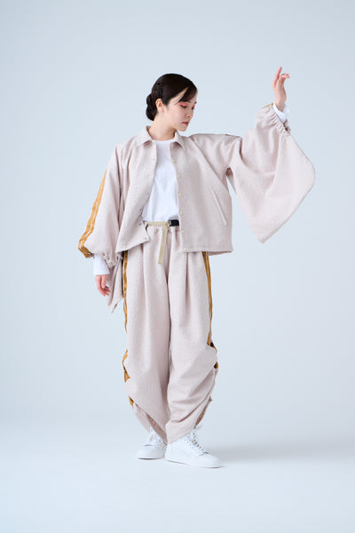 Folded jacquard drawstring pants sand