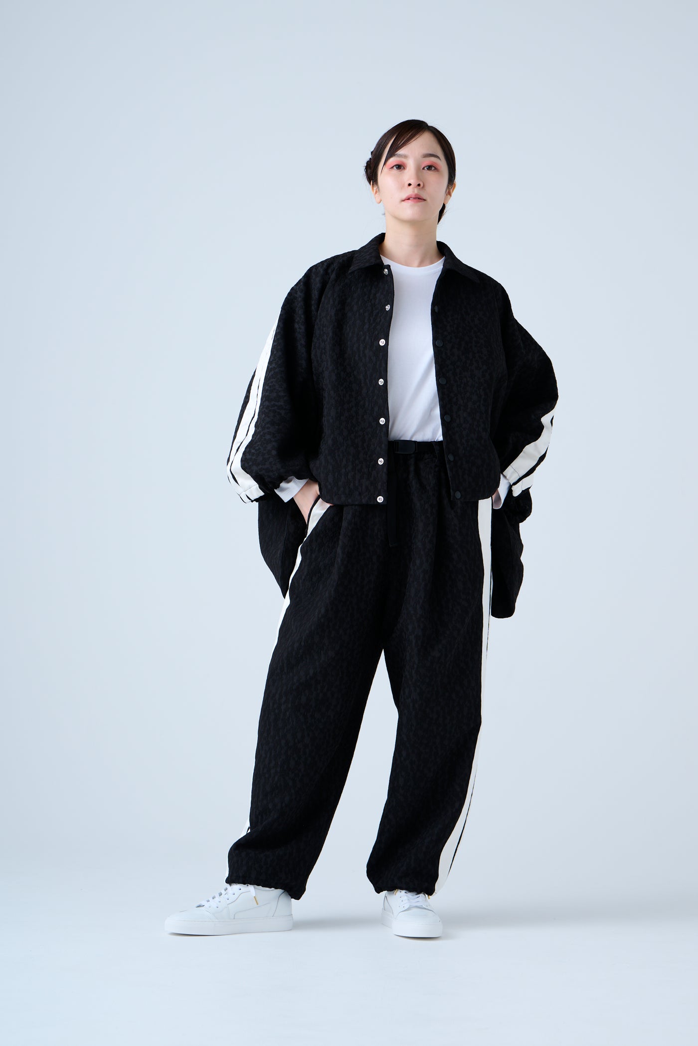 Fukure Jacquard Track Short Jacket Black