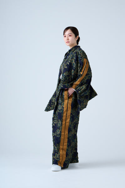 Floral jacquard track jacket green yellow
