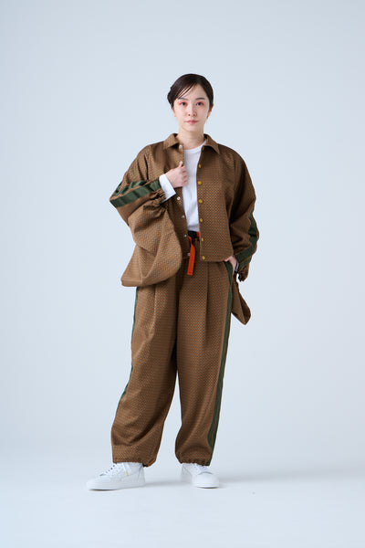 Ring Pattern Jacquard Shirring Pants Gold Orange