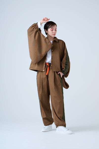 Ring Pattern Jacquard Shirring Pants Gold Orange