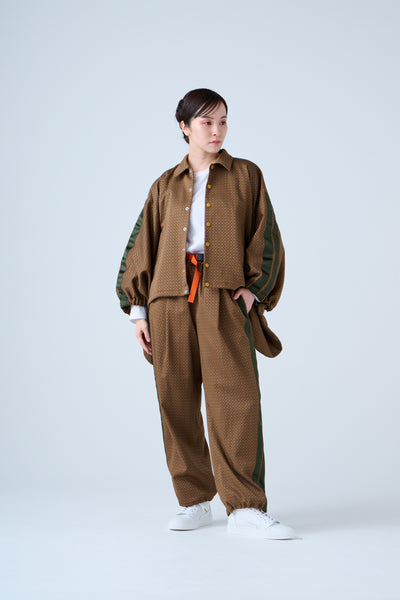 Ring Pattern Jacquard Shirring Pants Gold Orange