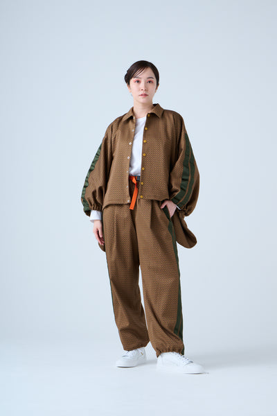 Ring Pattern Jacquard Shirring Pants Gold Orange