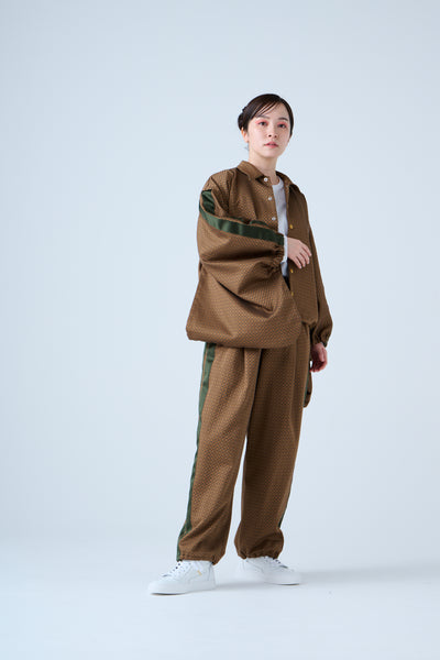Ring Pattern Jacquard Shirring Pants Gold Orange