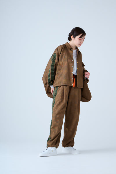 Ring Pattern Jacquard Shirring Pants Gold Orange