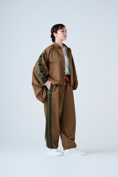 Ring Pattern Jacquard Shirring Pants Gold Orange