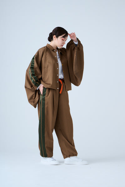 Ring Pattern Jacquard Shirring Pants Gold Orange