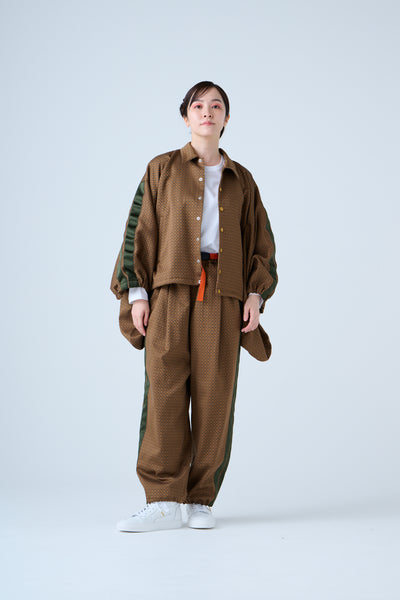 Ring Pattern Jacquard Shirring Pants Gold Orange