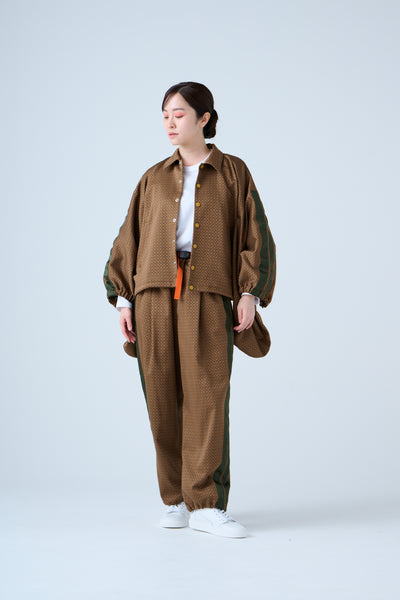 Ring Pattern Jacquard Shirring Pants Gold Orange
