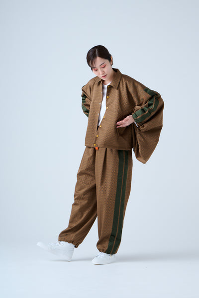 Ring Pattern Jacquard Shirring Pants Gold Orange