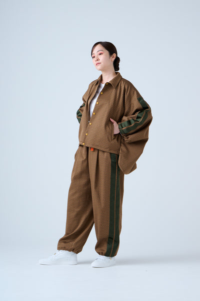 Ring Pattern Jacquard Shirring Pants Gold Orange