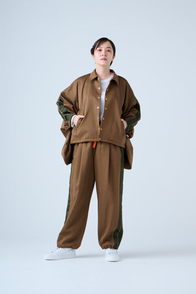 Ring Pattern Jacquard Shirring Pants Gold Orange