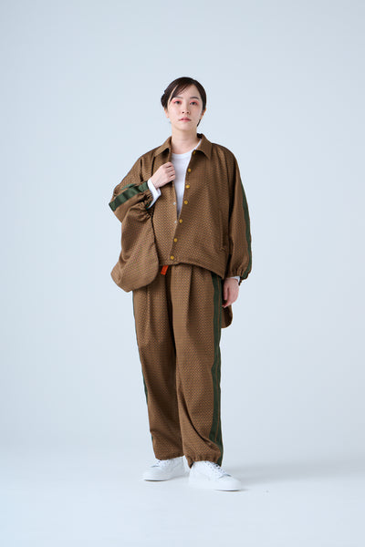 Ring Pattern Jacquard Shirring Pants Gold Orange