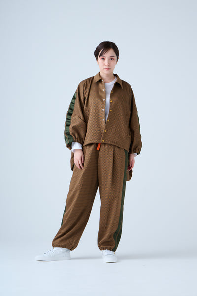 Ring Pattern Jacquard Shirring Pants Gold Orange