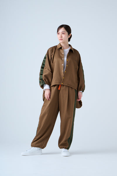 Ring Pattern Jacquard Shirring Pants Gold Orange