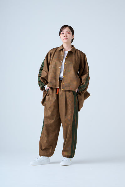 Ring Pattern Jacquard Shirring Pants Gold Orange
