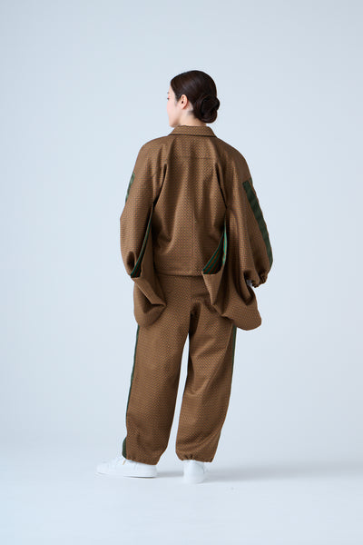 Ring Pattern Jacquard Shirring Pants Gold Orange