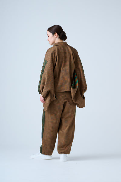 Ring Pattern Jacquard Shirring Pants Gold Orange