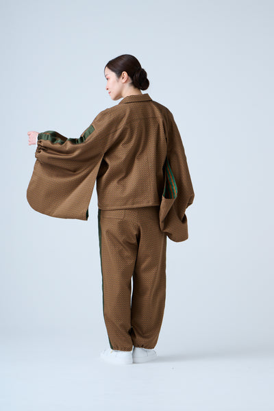 Ring Pattern Jacquard Shirring Pants Gold Orange