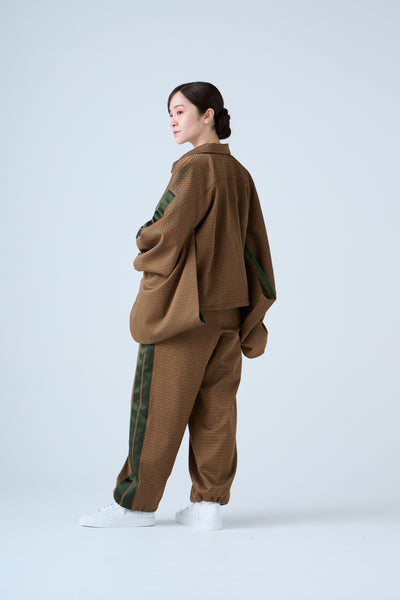 Ring Pattern Jacquard Shirring Pants Gold Orange